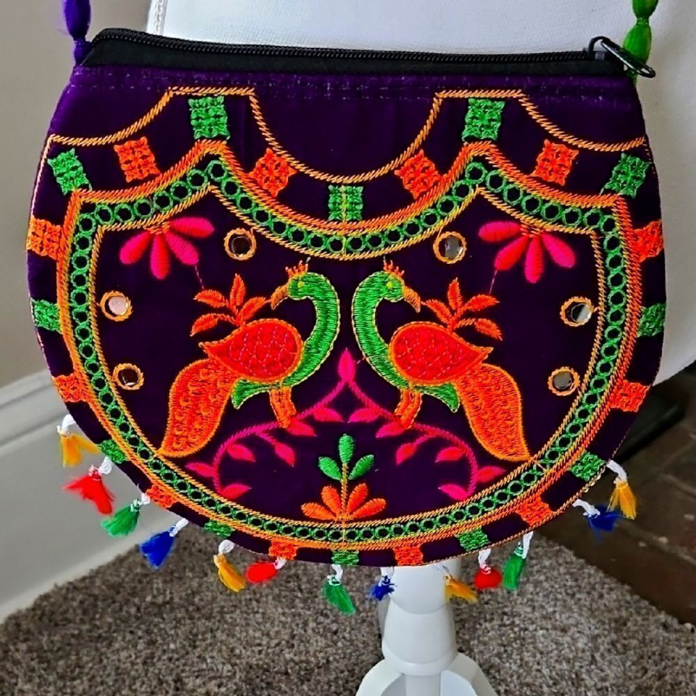 Vintage Indian Embroidered Crossbody Handbag